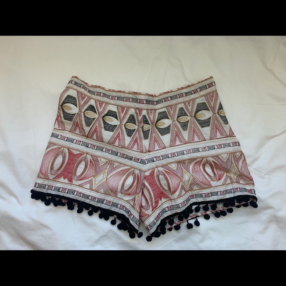 Embroidered Pom Pom Shorts